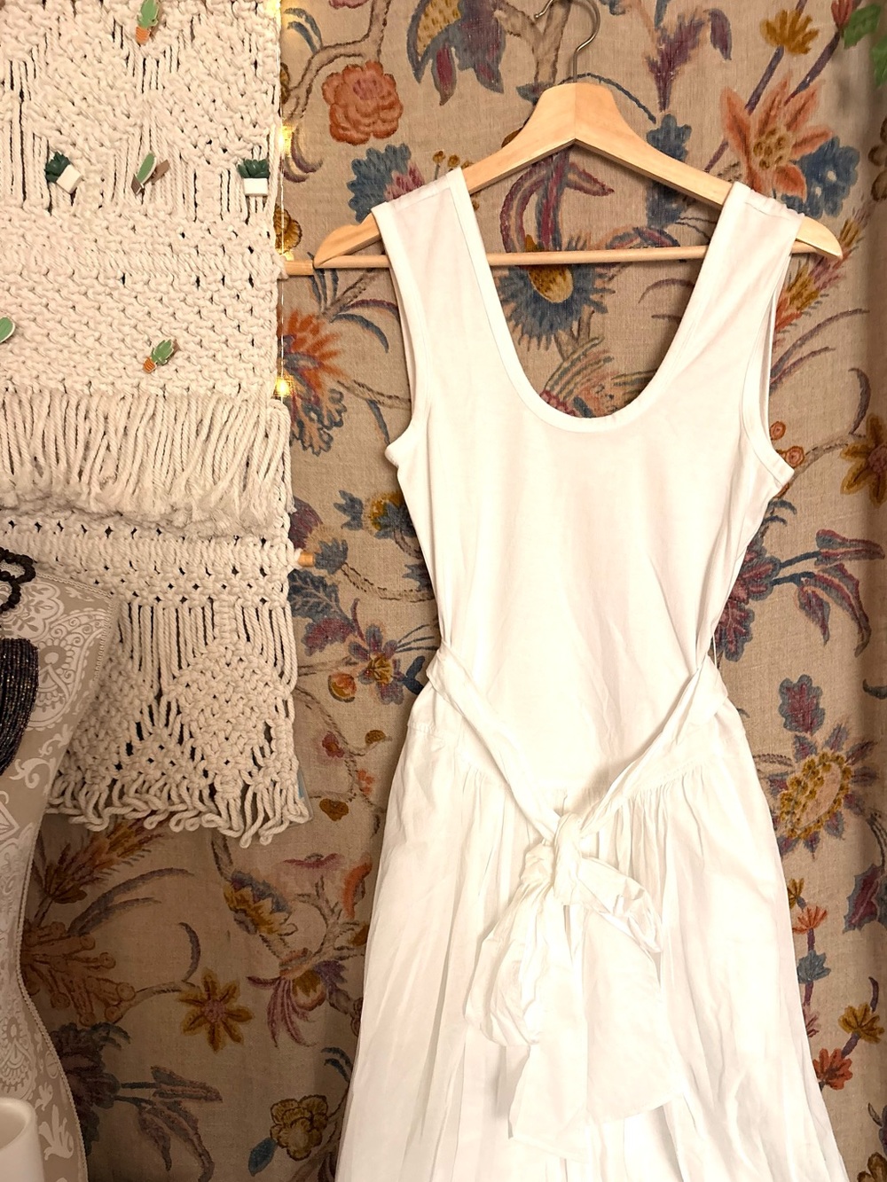 Rebecca Taylor LA VIE White Sleeveless Tie-Back Midi Dress